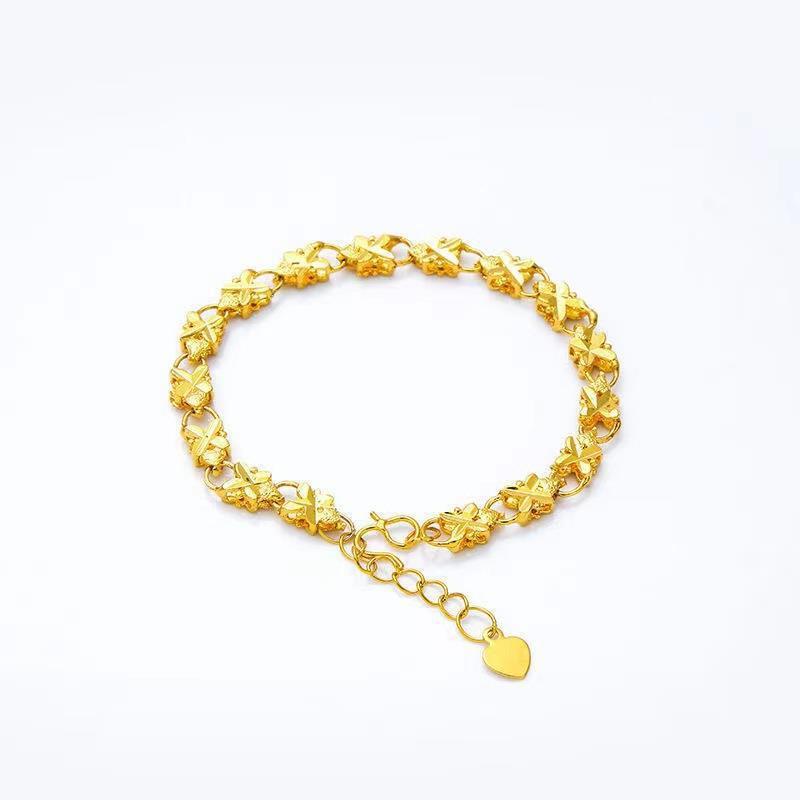 Gold-Plated Lucky Clover Gift - Love Heart Brass Gold-Plated Charm
