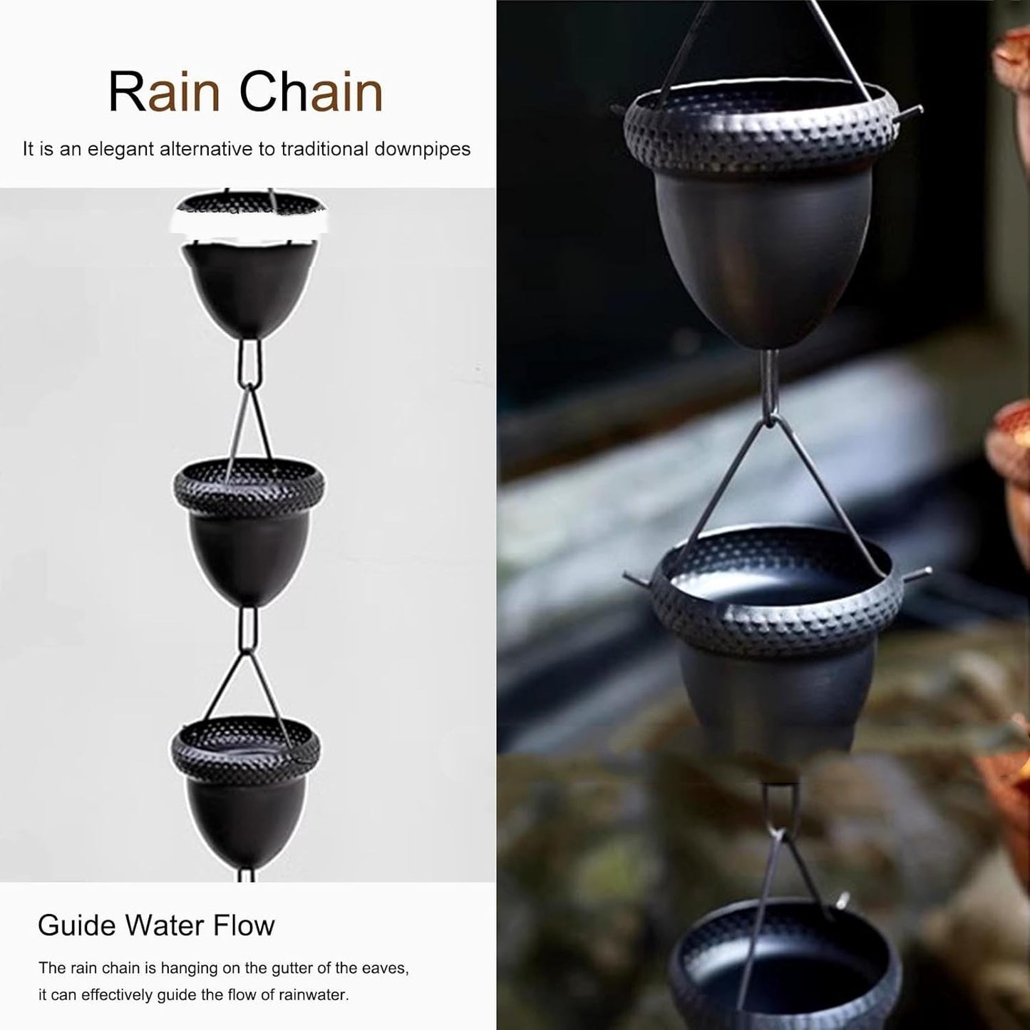 Premium Outdoor Rain Chain Pendant - Decorative Home Garden Accent