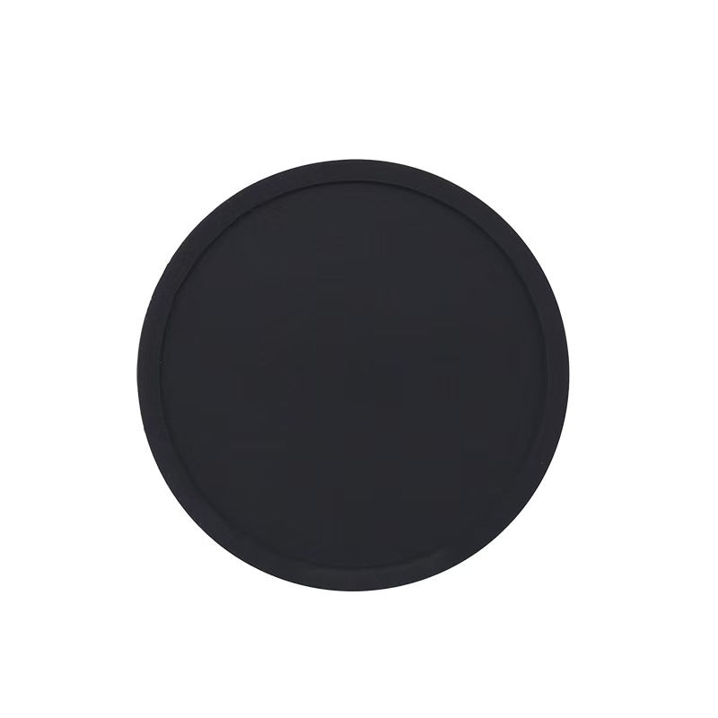 Premium Round Silicone Coasters - 10cm Black Non-Slip Set
