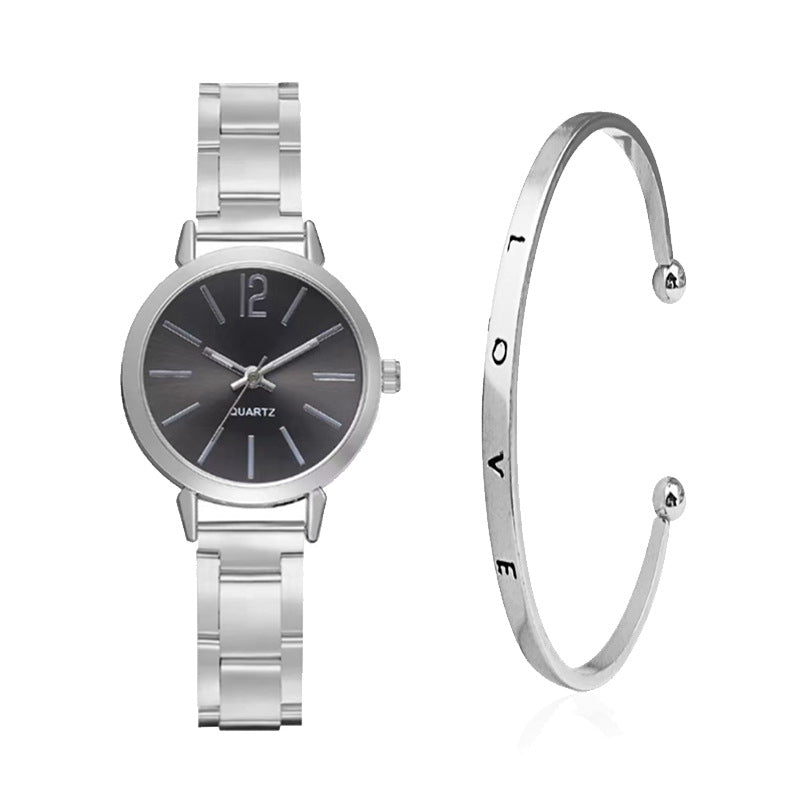 Gold Steel Band Quartz Watch - Elegant Bracelet Timepiece