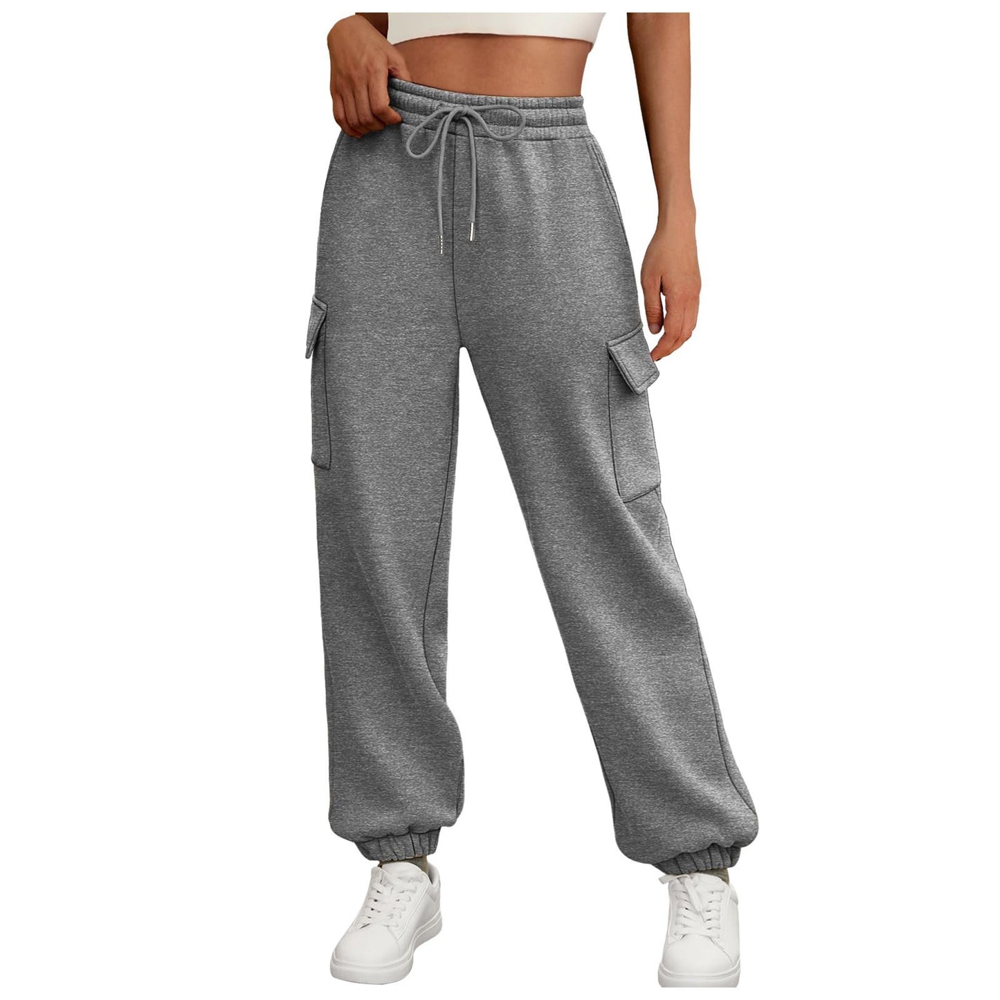 Women's Fleece-Lined Sweatpants - Baggy Athletic Jogger Trousers with Pockets