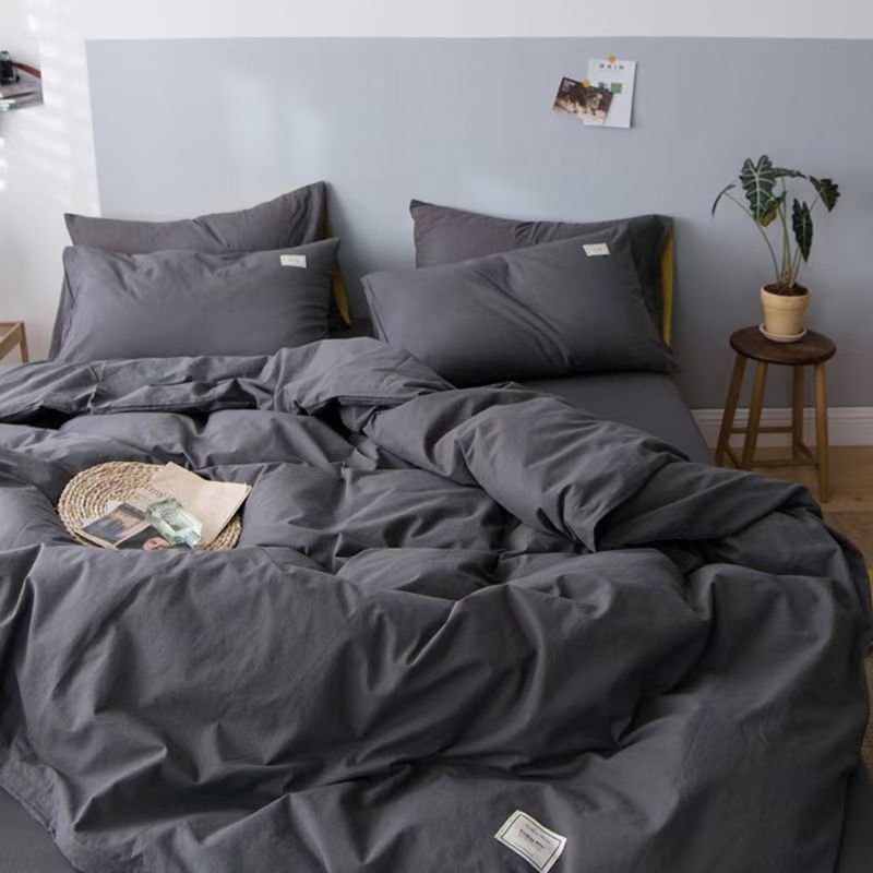 Nordic Style Washed Cotton Bedding Set - 3-Piece Student Dorm Collection | Royal Blue