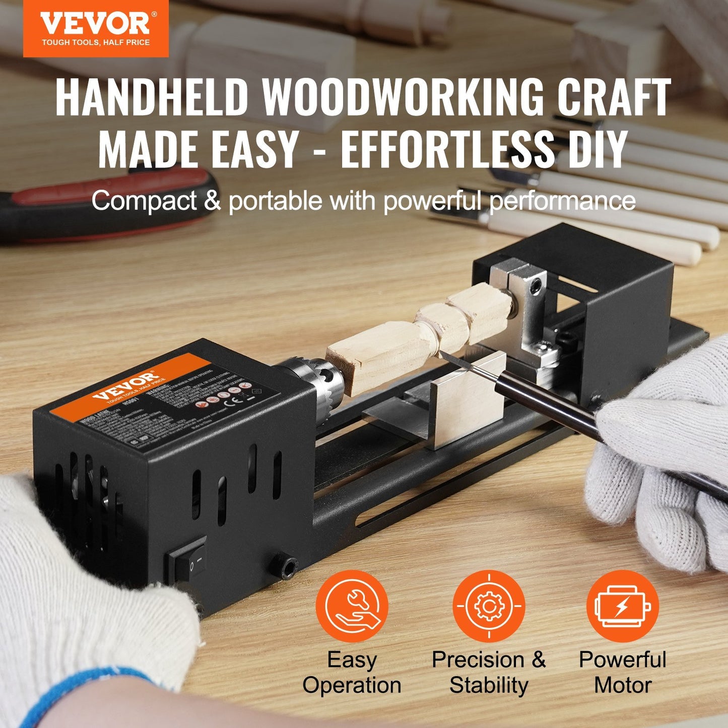 Mini Lathe Machine, 2.76 In X 6.3 In, 24VDC 96W Mini Wood Lathe Tools Milling Machine Accessories,