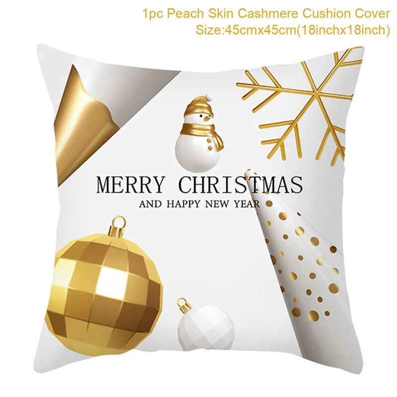 Christmas Printed Throw Pillow Cushion Cover - Festive Linen Holiday Decoration for Home