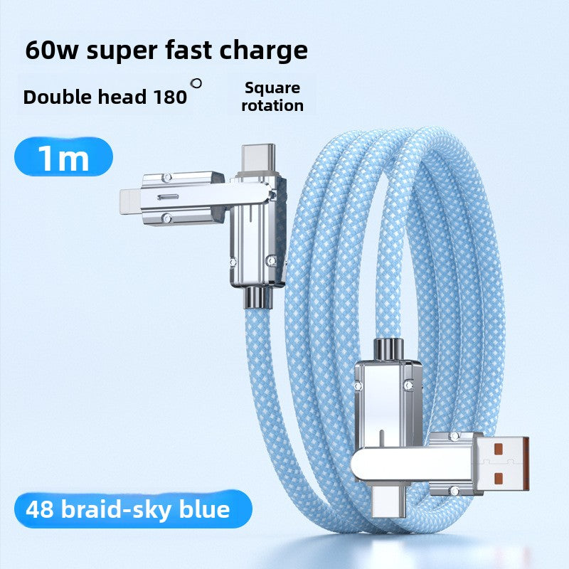 4-in-1 Multi Device Charging Cable - Universal USB-C Lightning Micro-USB Charger