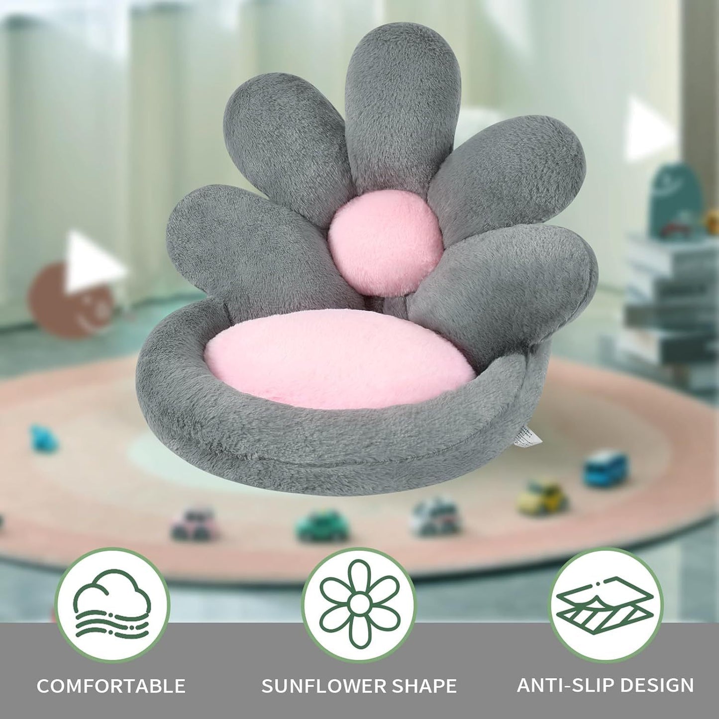 Round Nesting Cat Scratching Board - Flower Shape Seat Cushion Comfy Gaming Chair Pet Mat 19 Inch
