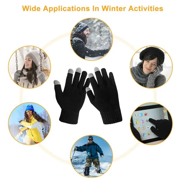 Unisex Touchscreen Winter Gloves - Full Finger Knitted Gloves for Running & Cycling