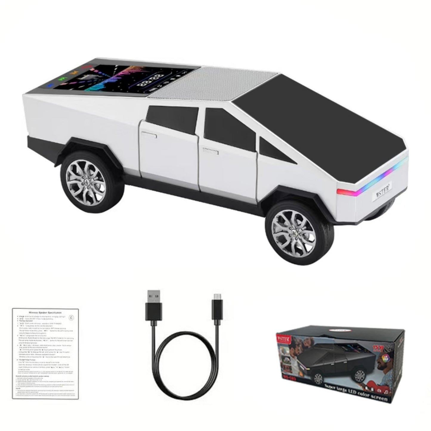 WS-580 Bluetooth Pickup Truck Portable Speaker With Display, High-definition Sound, TWS Pairing, FM Radio, Built-in Microphone For Hands-free Calls, A Surprising Gift For Car Enthusiasts