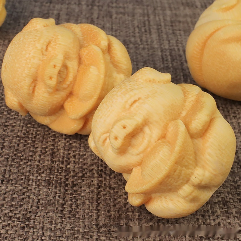 Fulu Pig Solid Bamboo Carving Ornaments