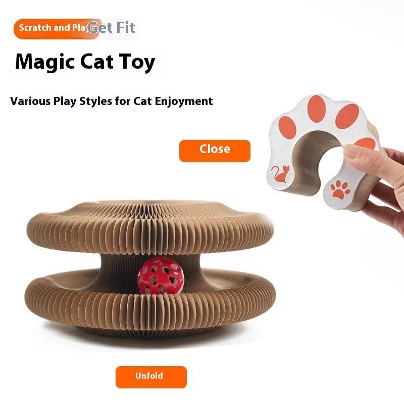 Cat Curl Scratching Board - Foldable Corrugated Cardboard Magic Organ Interactive Toy