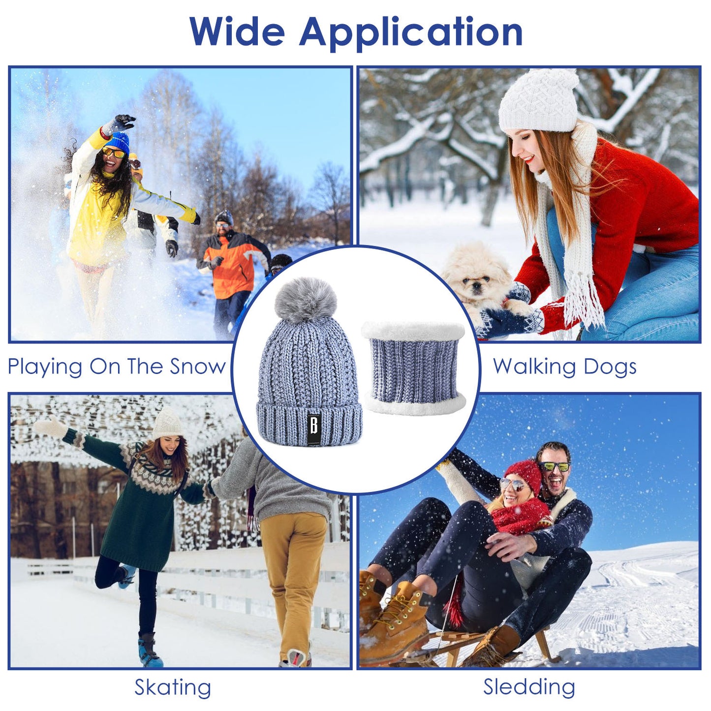 Women's Winter Beanie Hat & Scarf Set - Warm Knitting Gift Set for Outdoors