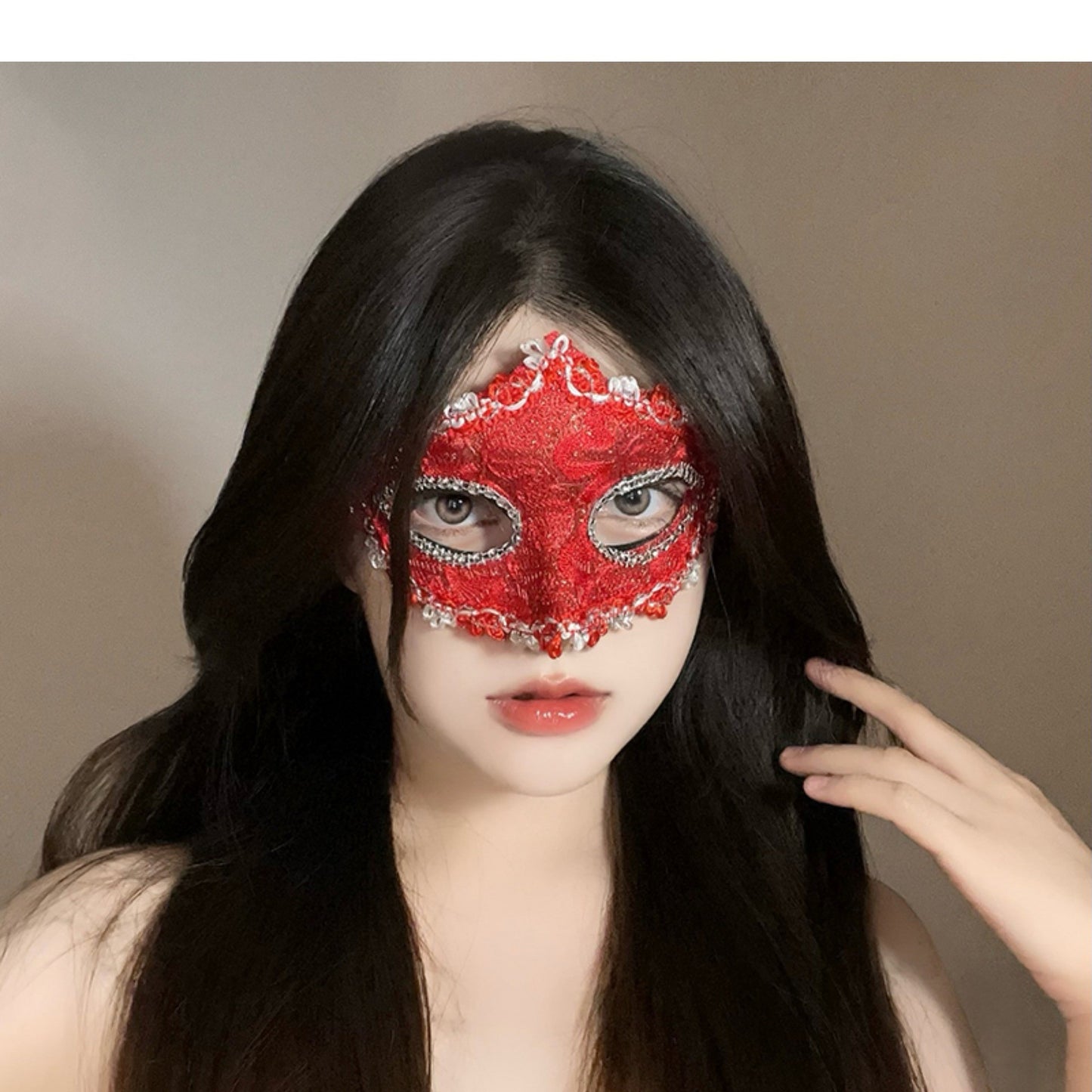 Halloween Half Face Mask - Werewolf White Design