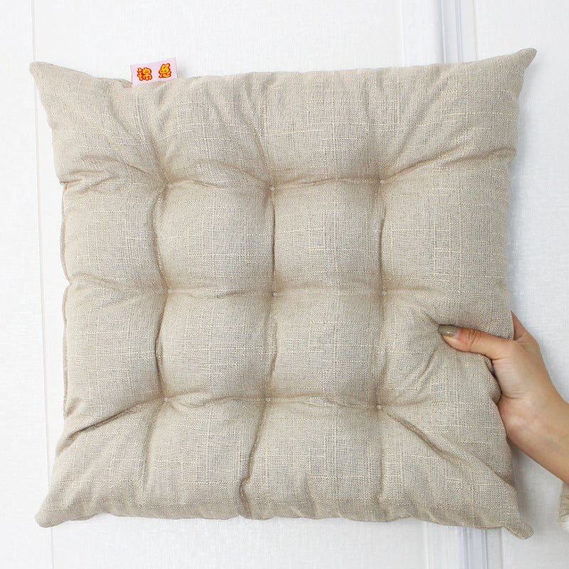 Simple Solid Color Linen Dining Chair Cushion