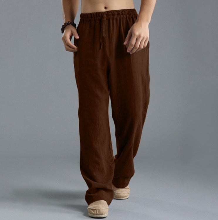 Men's Breathable Linen Casual Sports Pants - Loose Fit Summer Trousers