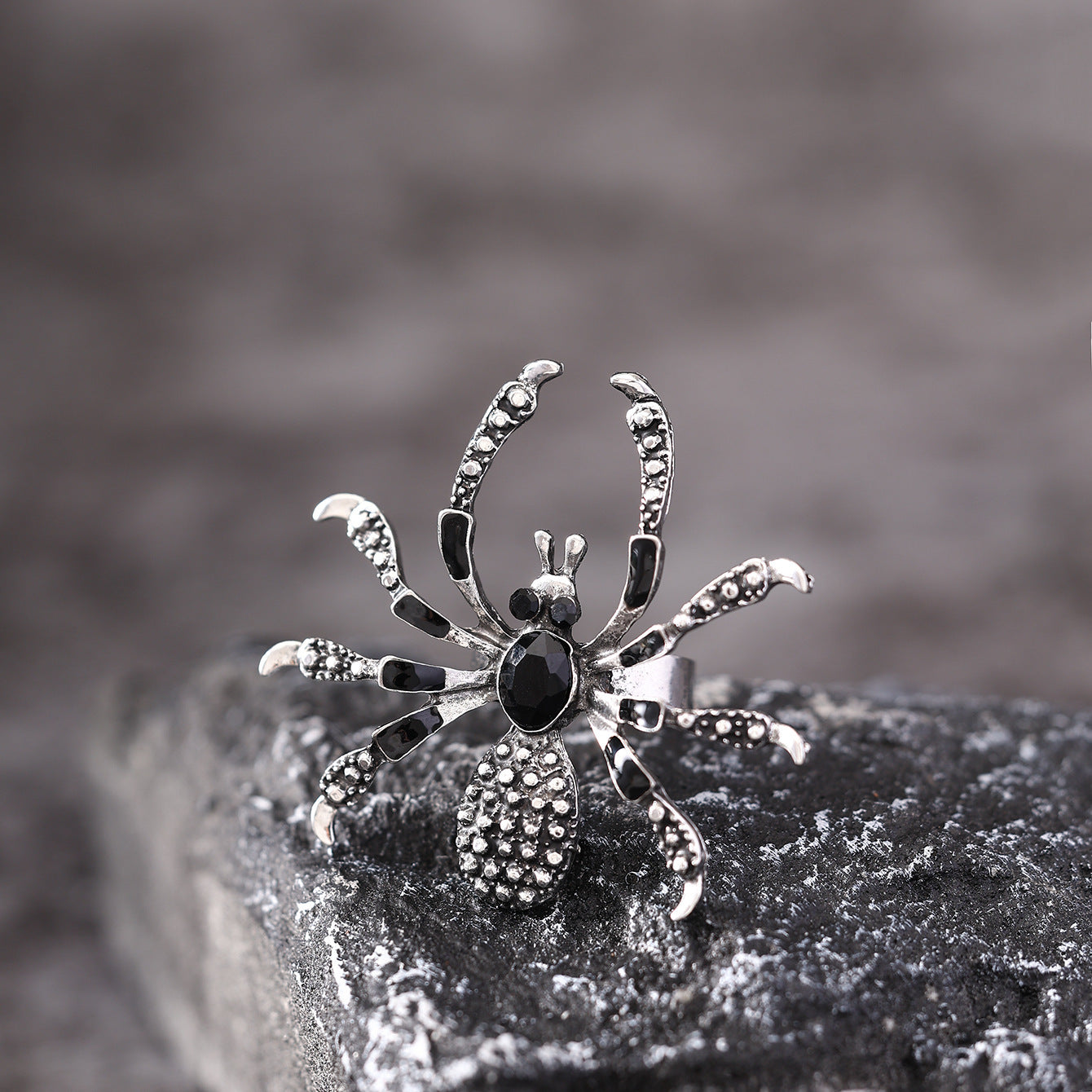 Halloween Spider Ring - Rhinestone Open Ring for Women