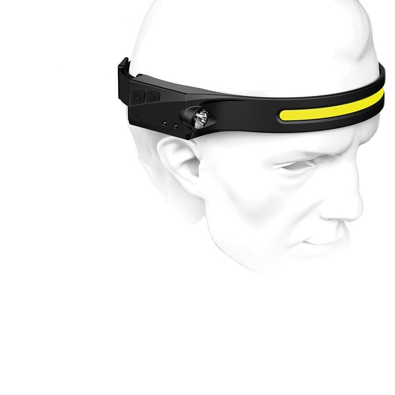 COB LED Rechargeable Headlamp - 350 Lumens Wave Sensor Waterproof Headlight for Camping & Outdoor