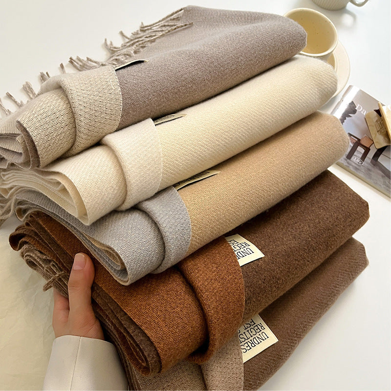 Double-Sided Artificial Cashmere Scarf - Women's Winter Warm Couple Scarf