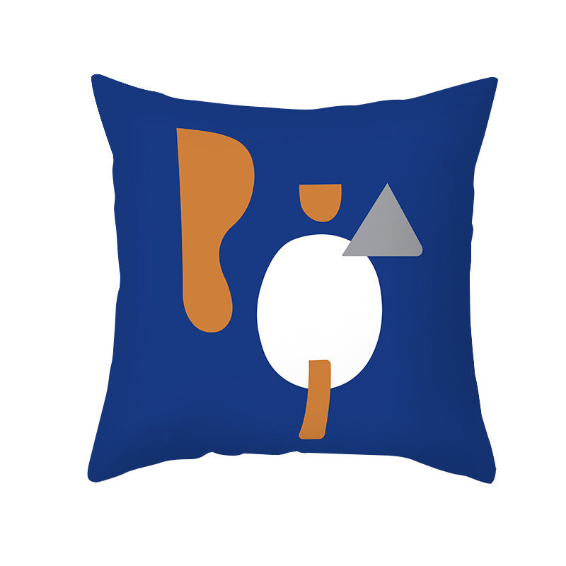 Ins Blue Abstract Super Soft Printing Pillowcase - Retro Art Sofa Cushion for Modern Home