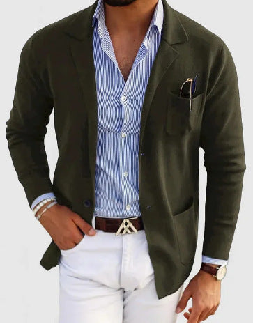 Men's Spring Leisure Printed Double Button Suit Jacket - Casual Business Blazer