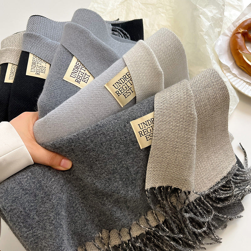Double-Sided Artificial Cashmere Scarf - Women's Winter Warm Couple Scarf