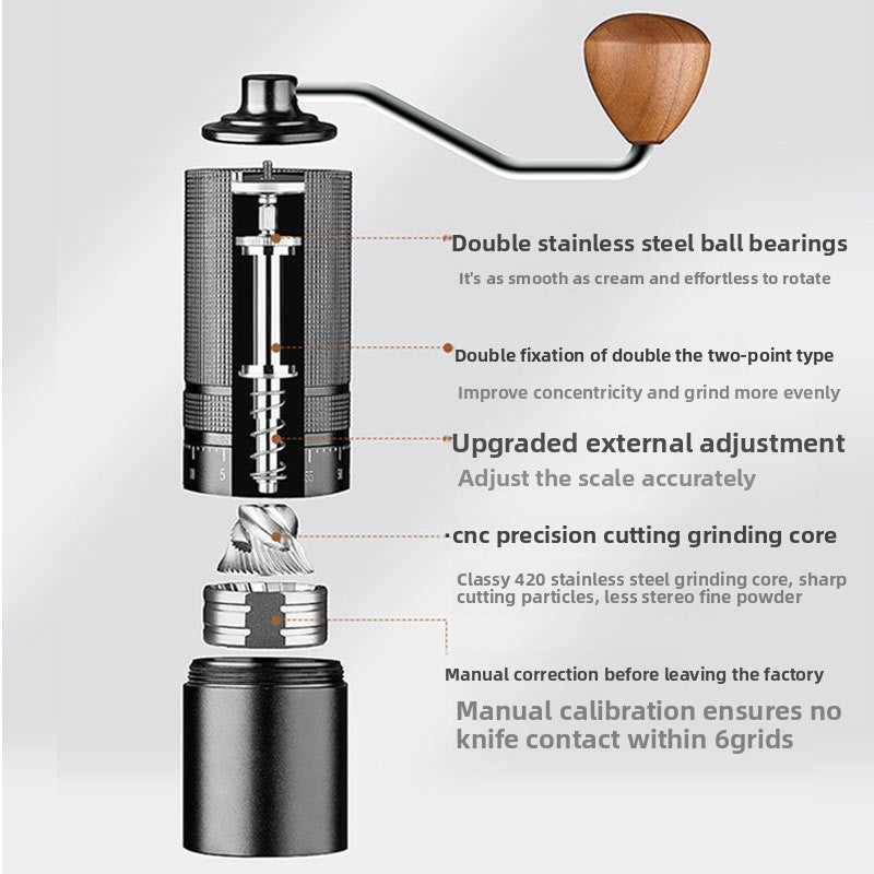 Premium Manual Coffee Bean Grinder - Adjustable Hand-Crank