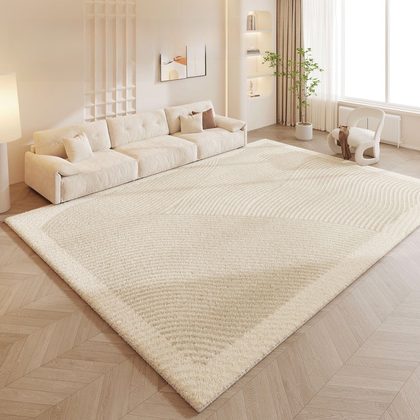 Luxury Cream Style Polyester Carpet - Cashmere-Soft Living Room Rug