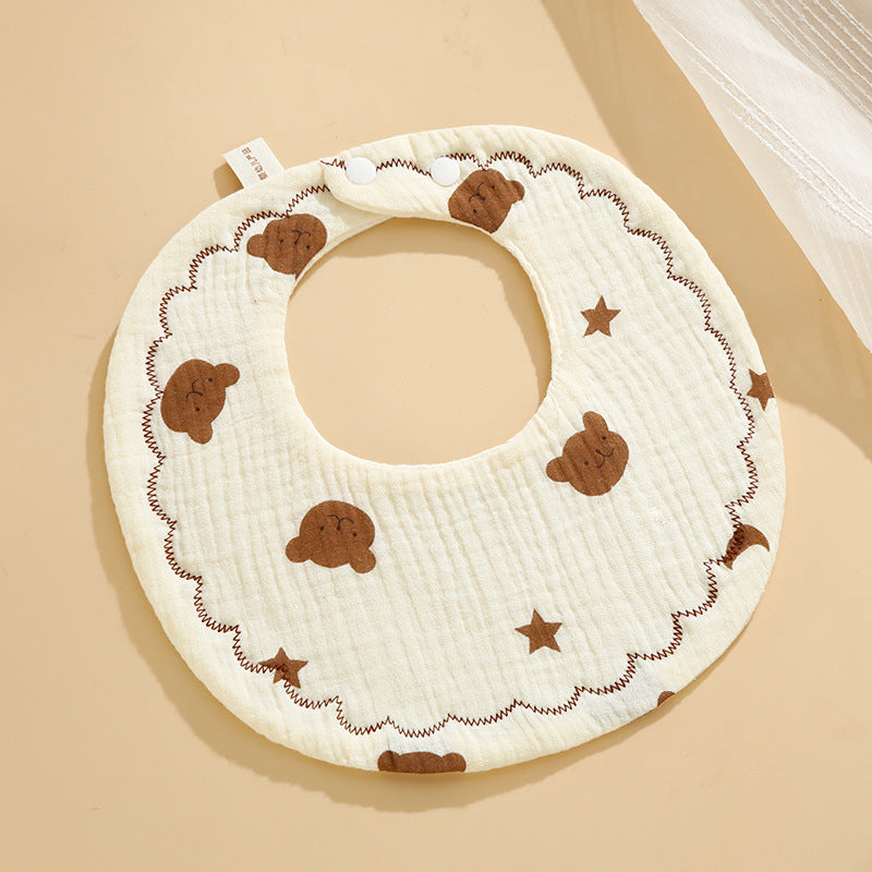 Baby Bib Set - 6-Layer Cotton Anti-Spill Round Bibs