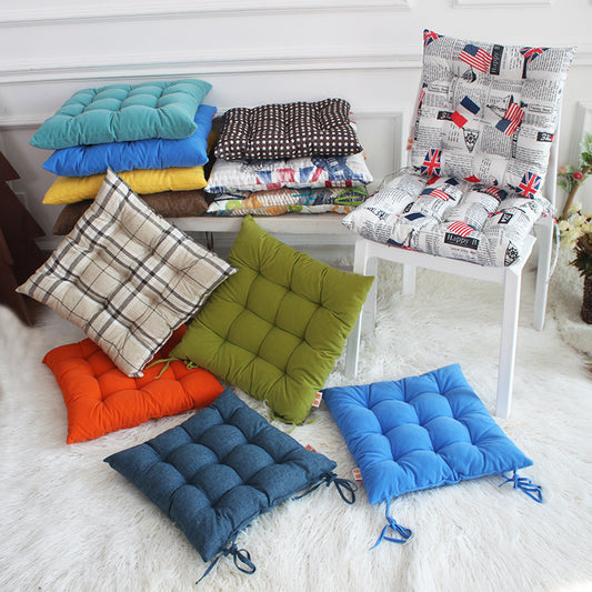 Simple Solid Color Linen Dining Chair Cushion