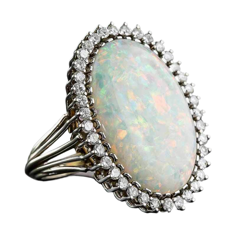 Opal Cocktail Ring - Fashion Women's Artificial Opal Statement