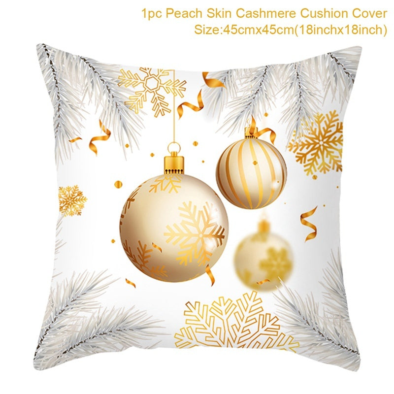 Christmas Printed Throw Pillow Cushion Cover - Festive Linen Holiday Decoration for Home