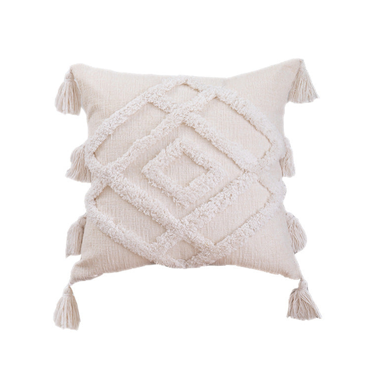 Tufted Cotton And Linen Blended Cushion And Pillowcase