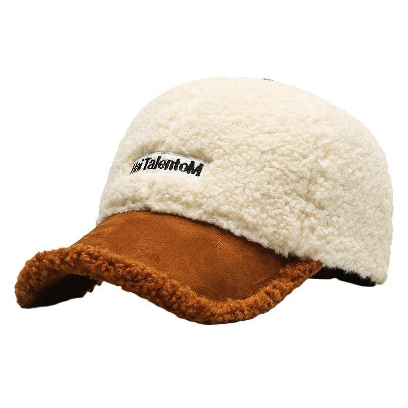 Autumn Winter Color Matching Fashion All-Match Plush Warm Peaked Cap