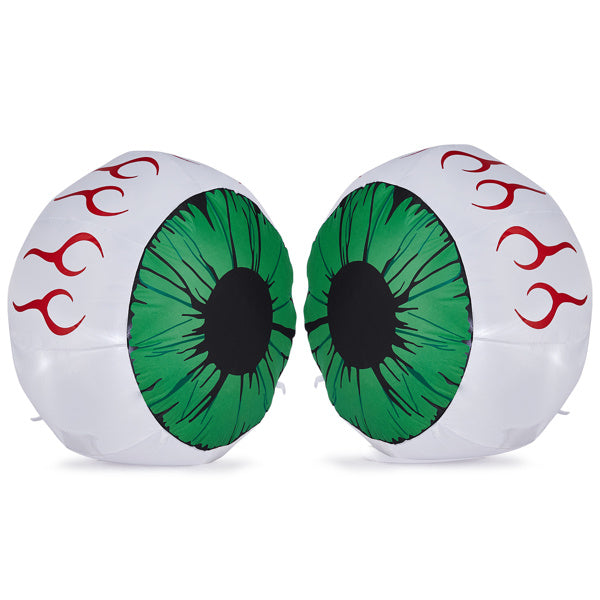 2PCS 3ft Green Eyeball Halloween Inflatables - 2 White LED Lights