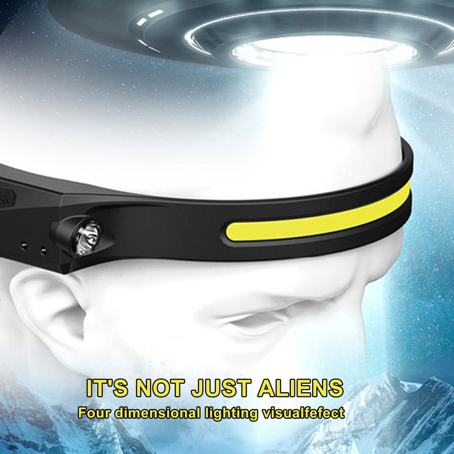 COB LED Rechargeable Headlamp - 350 Lumens Wave Sensor Waterproof Headlight for Camping & Outdoor