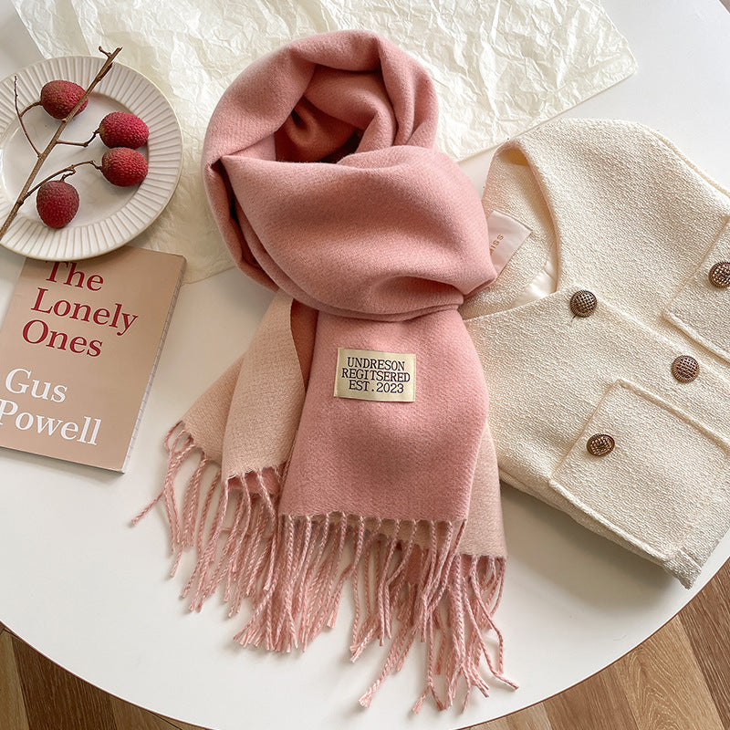 Double-Sided Artificial Cashmere Scarf - Women's Winter Warm Couple Scarf