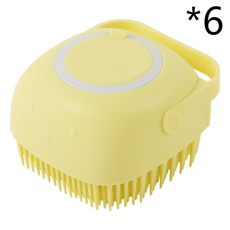 Silicone Dog Bath Massage Gloves Brush - Pet Grooming Tool with Shampoo Dispenser for Dogs & Cats