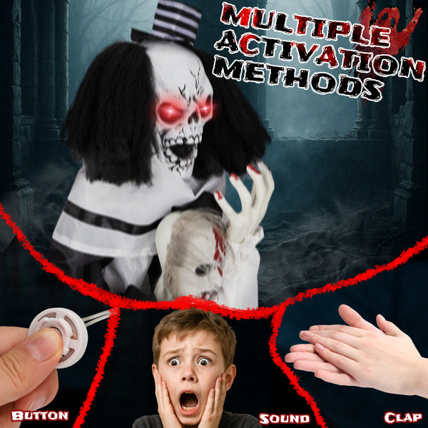 1.8ft Scary Clown Halloween Decoration - Sound-Activated Party Decor