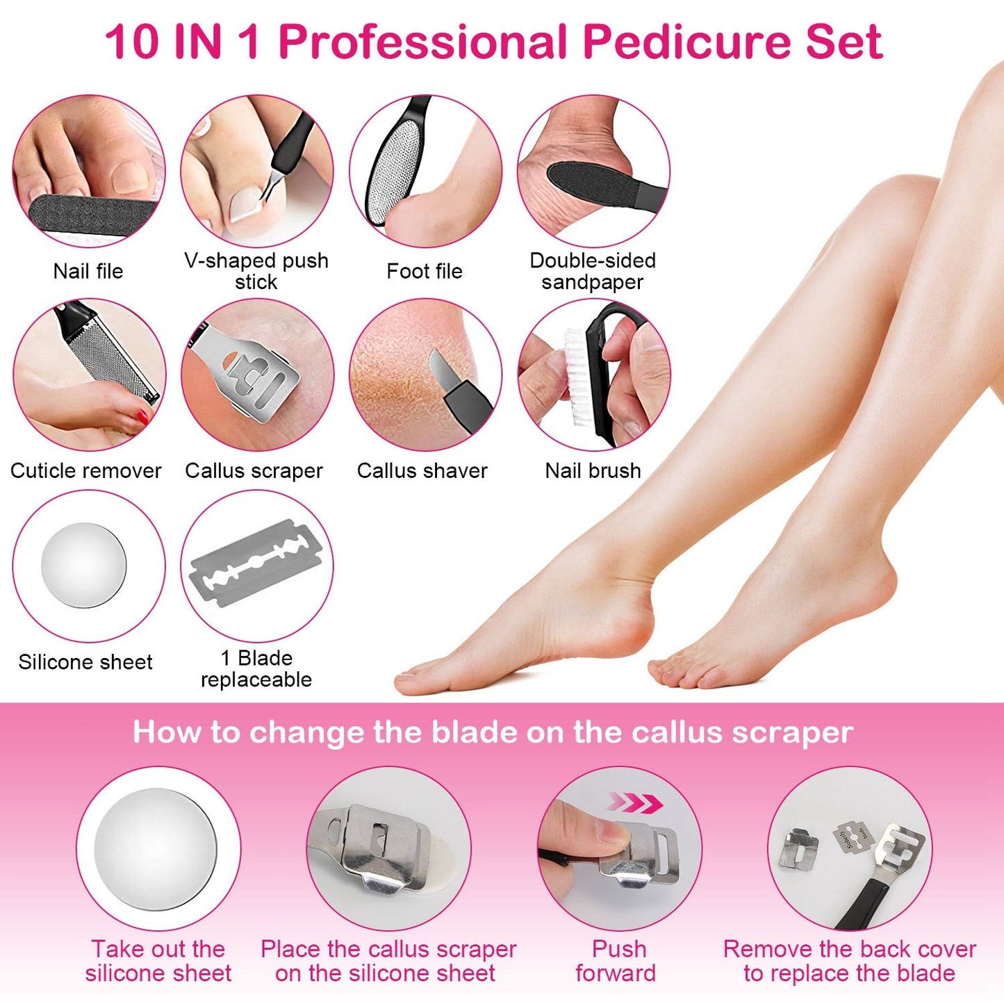 17Pcs Electric Foot Callus Remover With Vacuum Foot Grinder Rechargeable Foot File Dead Skin Pedicure Machine With 3 Grinding Heads 2 Speeds Foot Care Tool