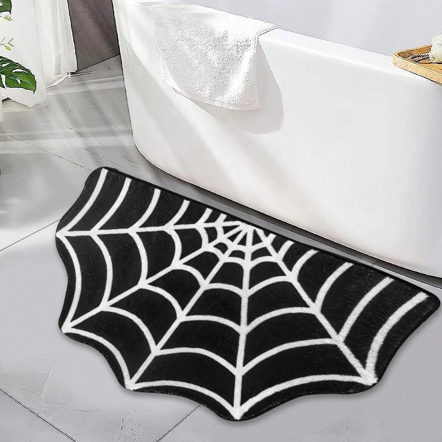 Halloween Spider Web Carpet - Gothic Non-Slip Bath Mat for Home Decor