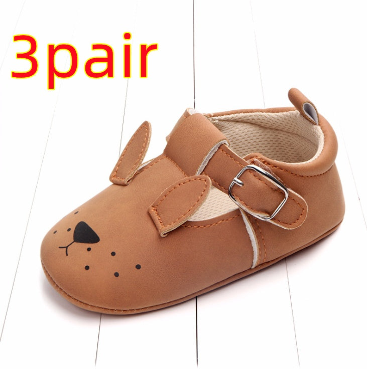 Cartoon Animal Baby Shoes - Soft Non-Slip Leather First Walking Shoes