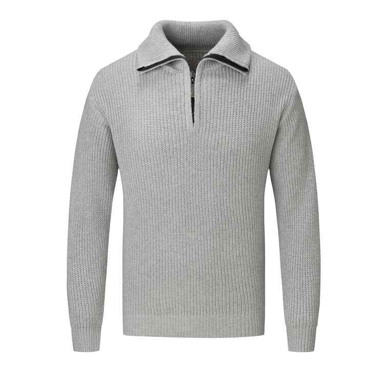 Polo Collar Men's Half Turtleneck Sweater