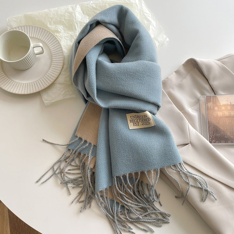 Double-Sided Artificial Cashmere Scarf - Women's Winter Warm Couple Scarf