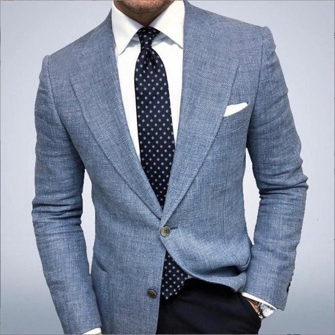 Men's Spring Leisure Printed Double Button Suit Jacket - Casual Business Blazer