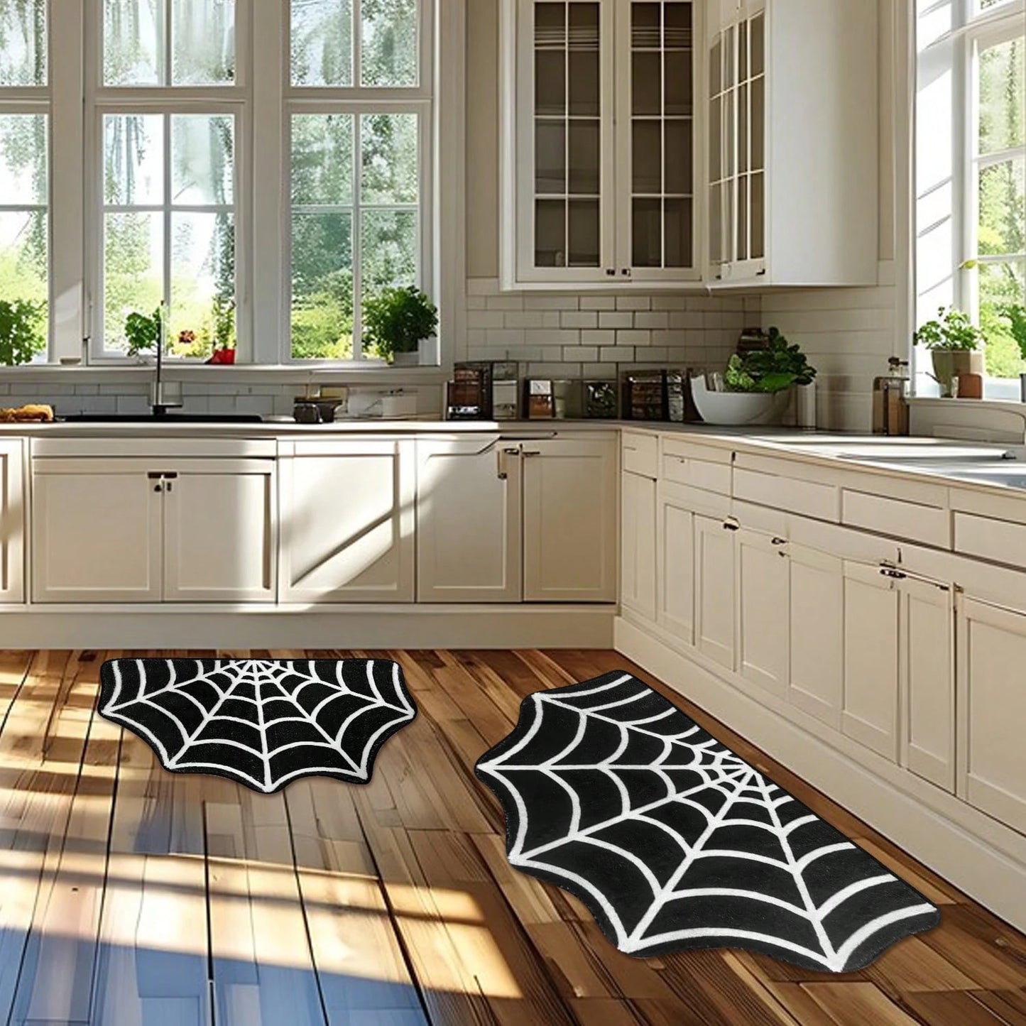 Halloween Spider Web Carpet - Gothic Non-Slip Bath Mat for Home Decor