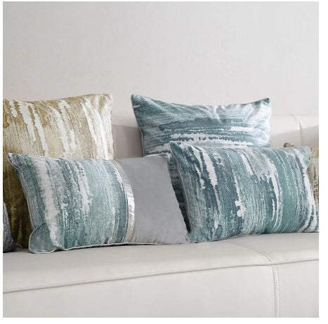 Light Luxury Sofa Cushion Living Room Nordic Velvet Printing Pillow Simple Modern Model Room Pillow Pillowcase