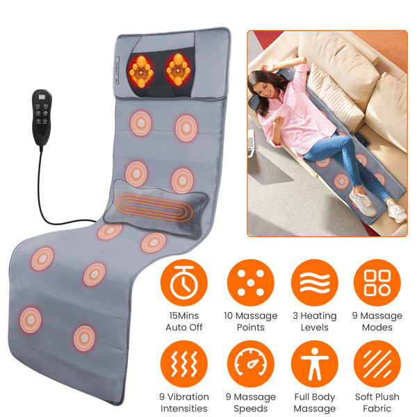 Full Body Electric Massage Cushion, Back Massage Mattress Chair Cushion With Neck Massage Pillow,With 10 Types Of Vibrating Motor Timers
