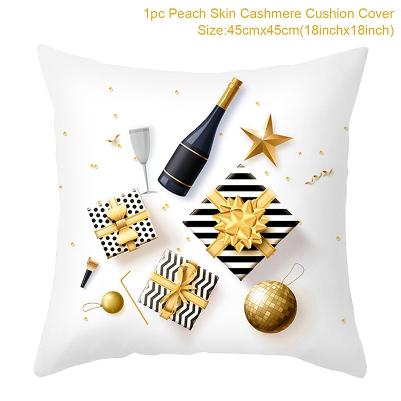 Christmas Printed Throw Pillow Cushion Cover - Festive Linen Holiday Decoration for Home