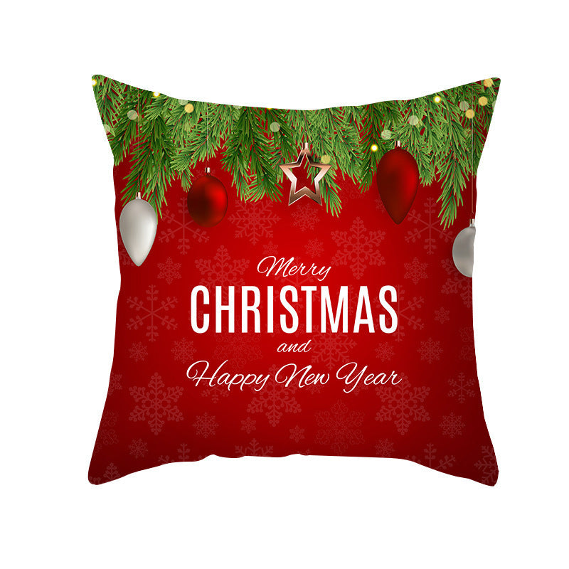 Cartoon Santa Claus Series Peach Skin Sofa Cushion Cover - Fun Christmas Holiday Decoration