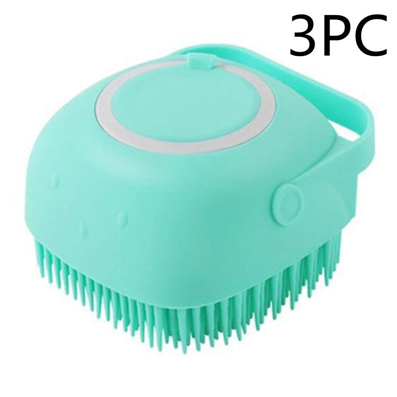 Silicone Dog Bath Massage Gloves Brush - Pet Grooming Tool with Shampoo Dispenser for Dogs & Cats