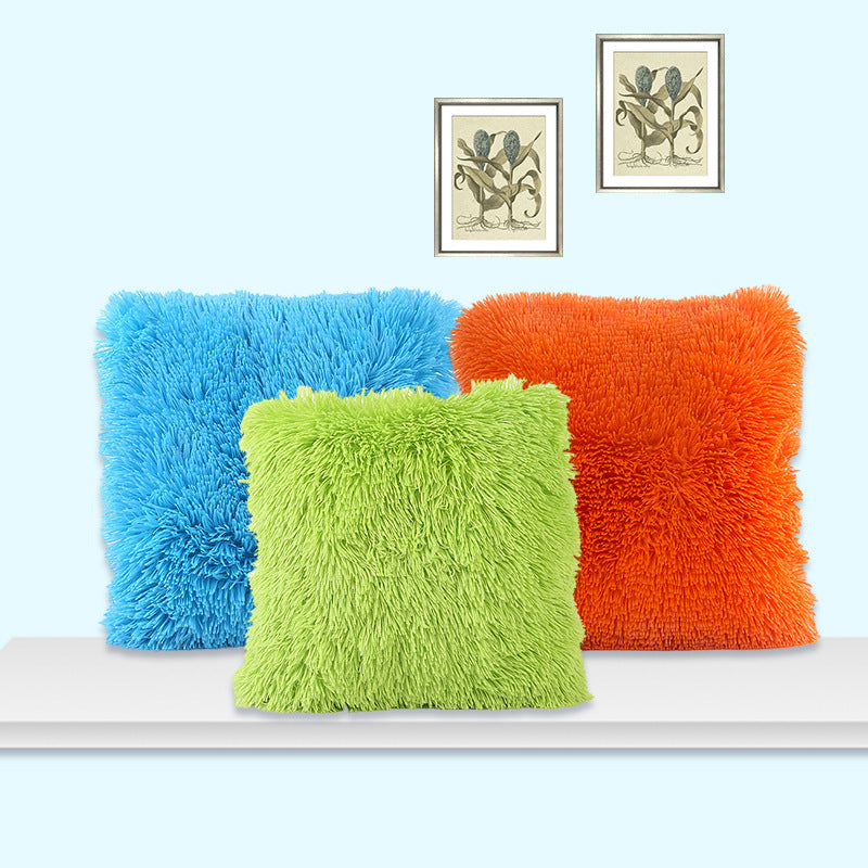 Living Room Bedroom Sea Velvet Solid Color Cushion Cover